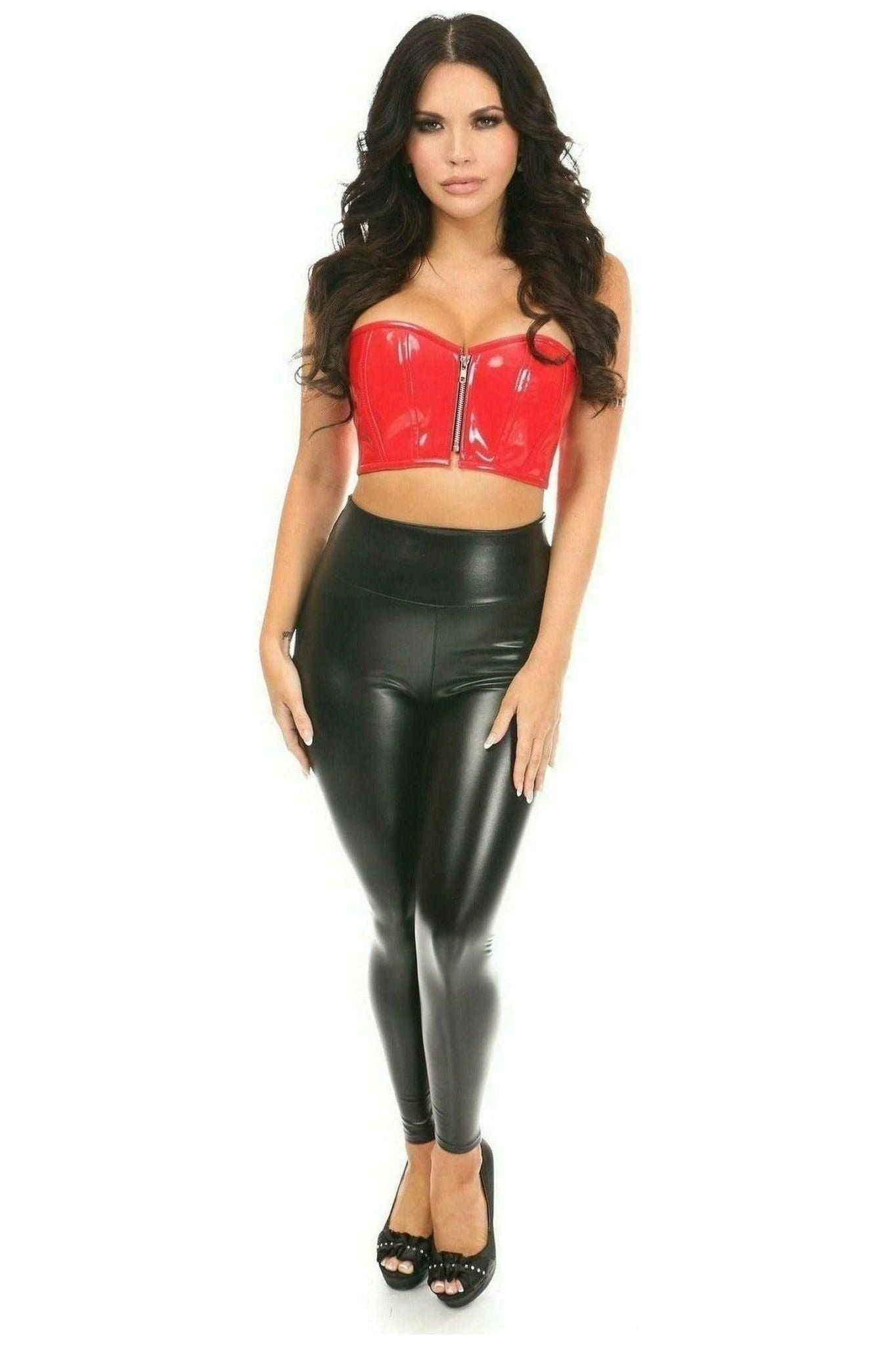 Lavish Red Patent Short Bustier Top - Daisy Corsets