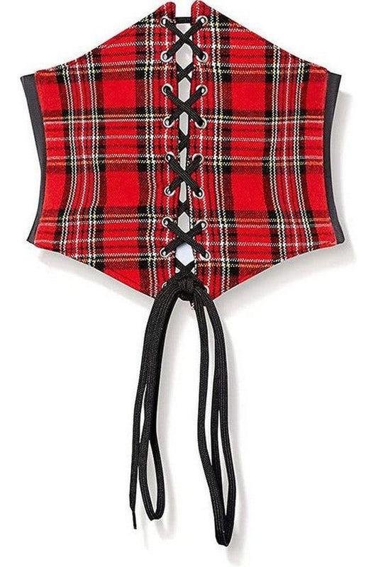 Lavish Red Plaid Corset Belt Cincher - Daisy Corsets