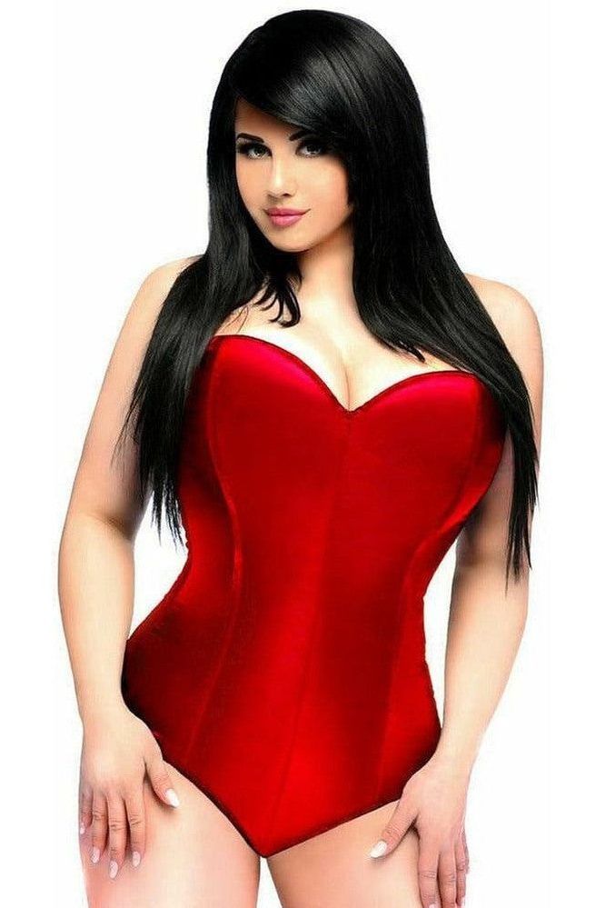 Lavish Red Satin Corset Romper - Daisy Corsets