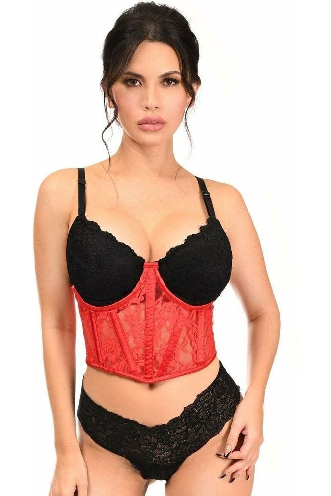 Lavish Red Sheer Lace Underwire Waist Cincher Corset - Daisy Corsets