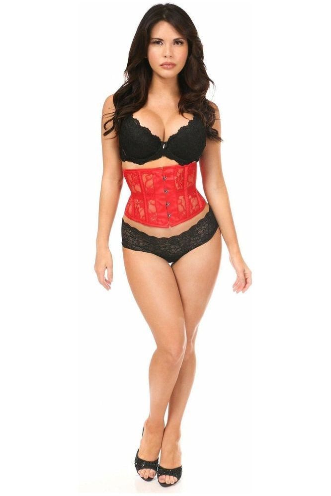 Lavish Red Sheer Lace Waist Cincher Corset - Daisy Corsets