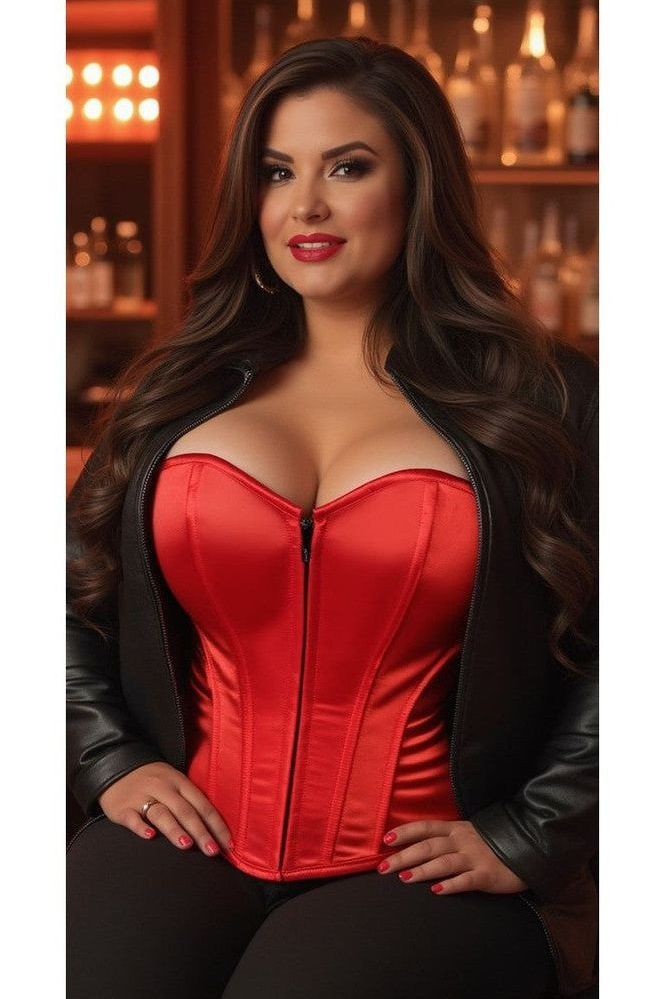 Lavish Red Sweetheart Front Zipper Corset - Daisy Corsets