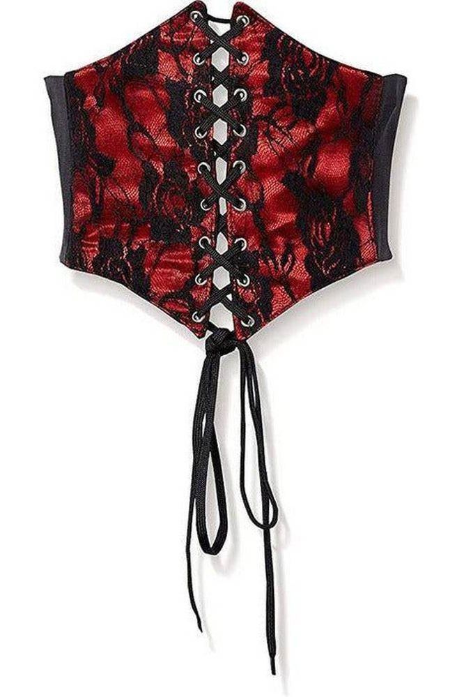 Lavish Red w/Black Lace Overlay Corset Belt Cincher - Daisy Corsets