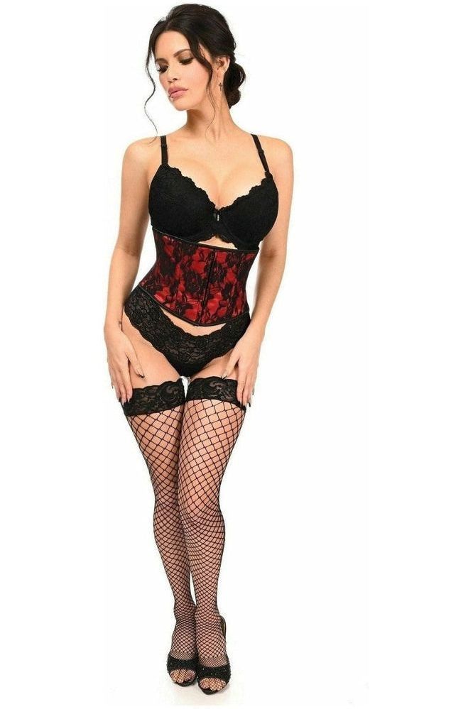Lavish Red w/Black Lace Overlay Mini Cincher - Daisy Corsets