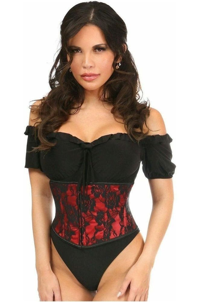 Lavish Red w/Black Lace Overlay Mini Cincher - Daisy Corsets