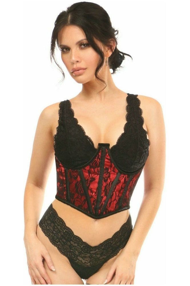 Lavish Red w/Black Lace Overlay Open Cup Waist Cincher - Daisy Corsets