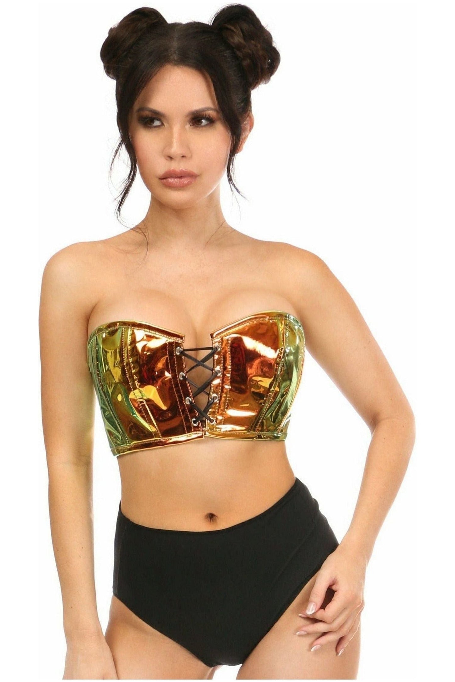 Lavish Sunset Holo Lace - Up Short Bustier Top - Daisy Corsets