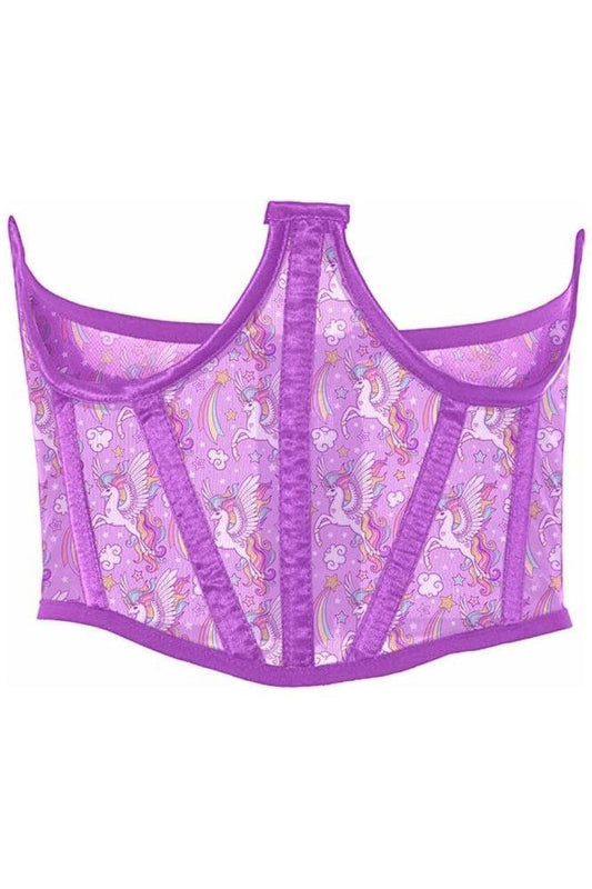 Lavish Unicorn Print Mesh Open Cup Waist Cincher - Daisy Corsets