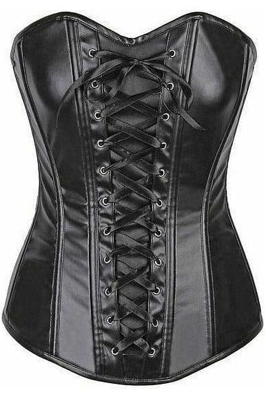 Lavish Wet Look Faux Leather Lace - Up Over Bust Corset - Daisy Corsets
