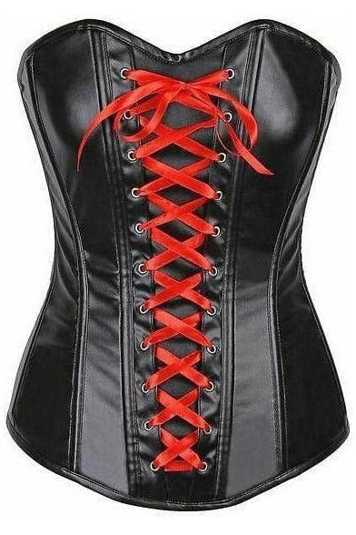 Lavish Wet Look Faux Leather Lace - Up Over Bust Corset - Daisy Corsets