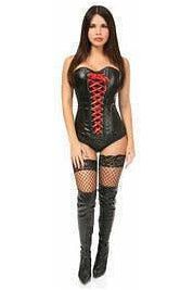 Lavish Wet Look Faux Leather Lace - Up Over Bust Corset - Daisy Corsets
