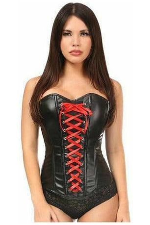 Lavish Wet Look Faux Leather Lace - Up Over Bust Corset - Daisy Corsets