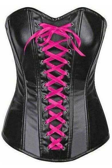 Lavish Wet Look Faux Leather Lace - Up Over Bust Corset - Daisy Corsets