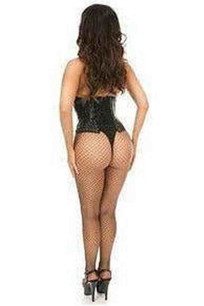 Lavish Wet Look Faux Leather Lace - Up Under Bust Corset - Daisy Corsets