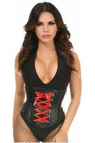 Lavish Wet Look Faux Leather Lace - Up Under Bust Corset - Daisy Corsets