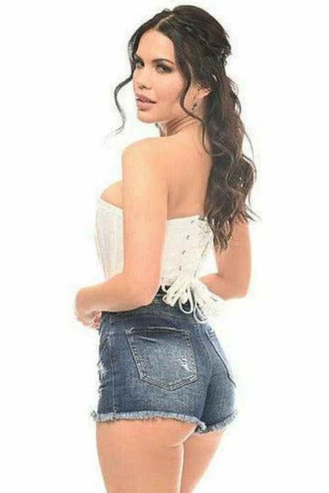 Lavish White Brocade Corset - Daisy Corsets