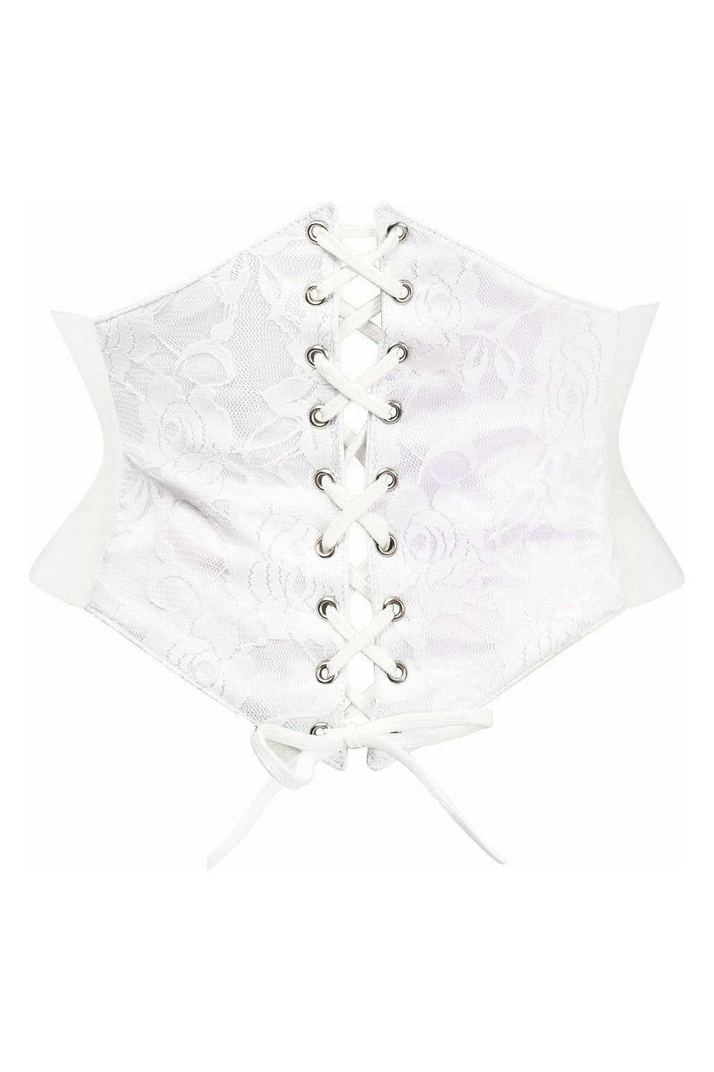 Lavish White Lace Corset Belt Cincher - Daisy Corsets