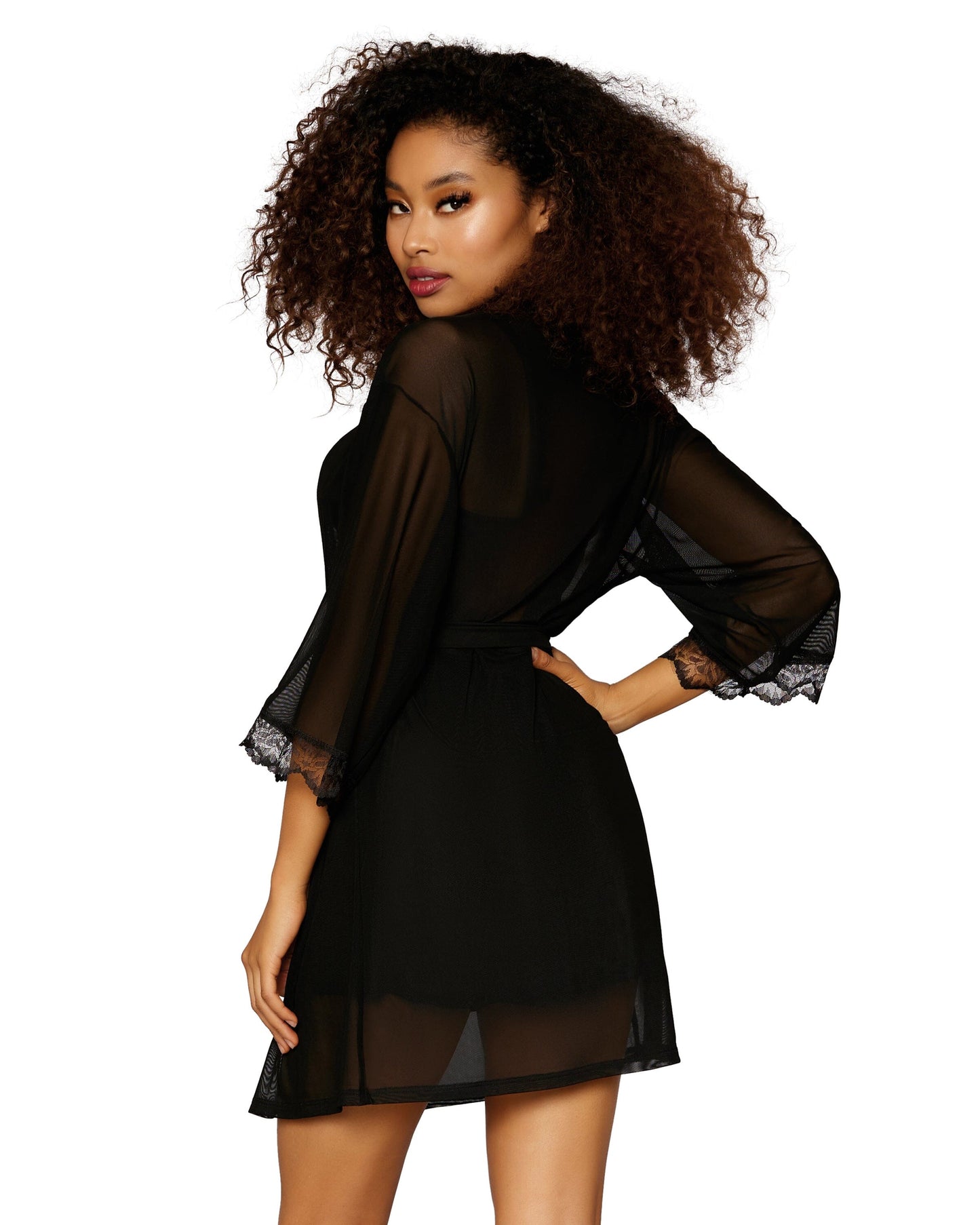 Dreamgirl Stretch Mesh Chemise & Robe Set