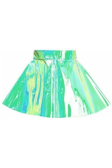 Mint Green Holo Skater Skirt - Daisy Corsets