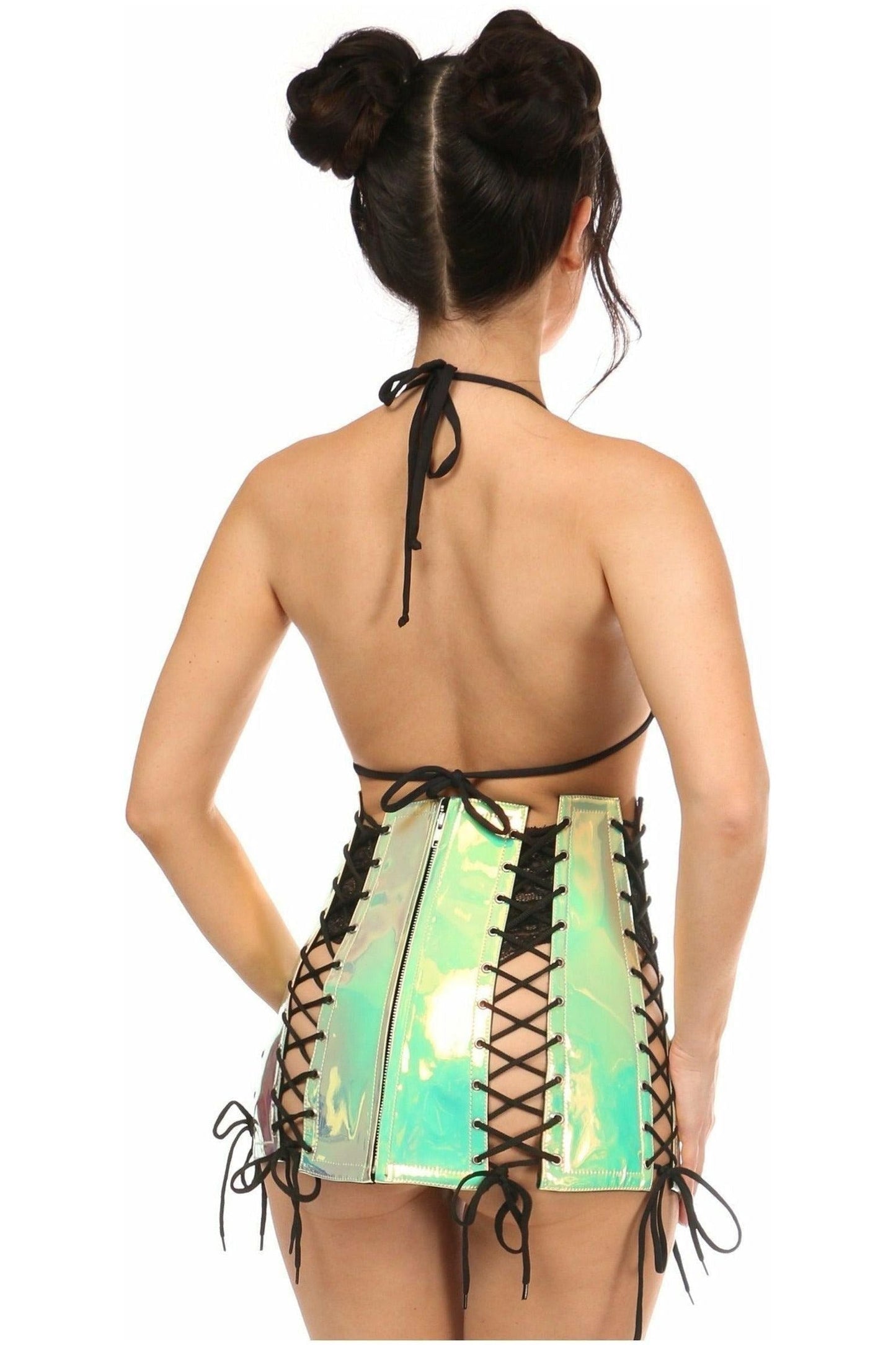 Mint Holo Lace - Up Skirt - Daisy Corsets