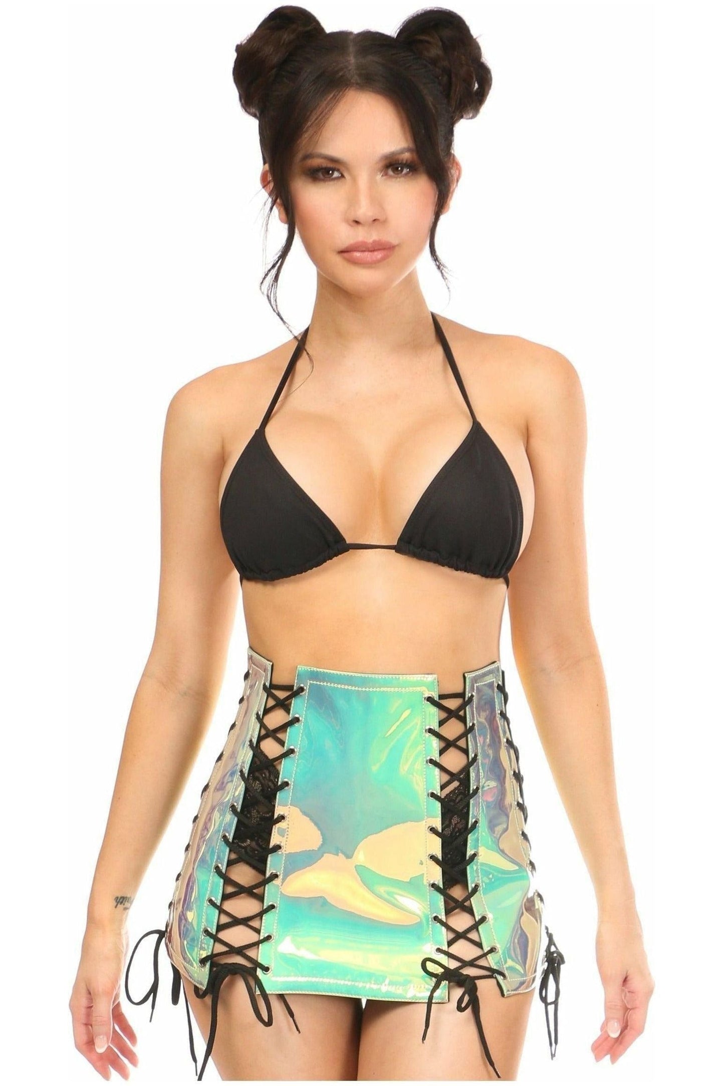 Mint Holo Lace - Up Skirt - Daisy Corsets