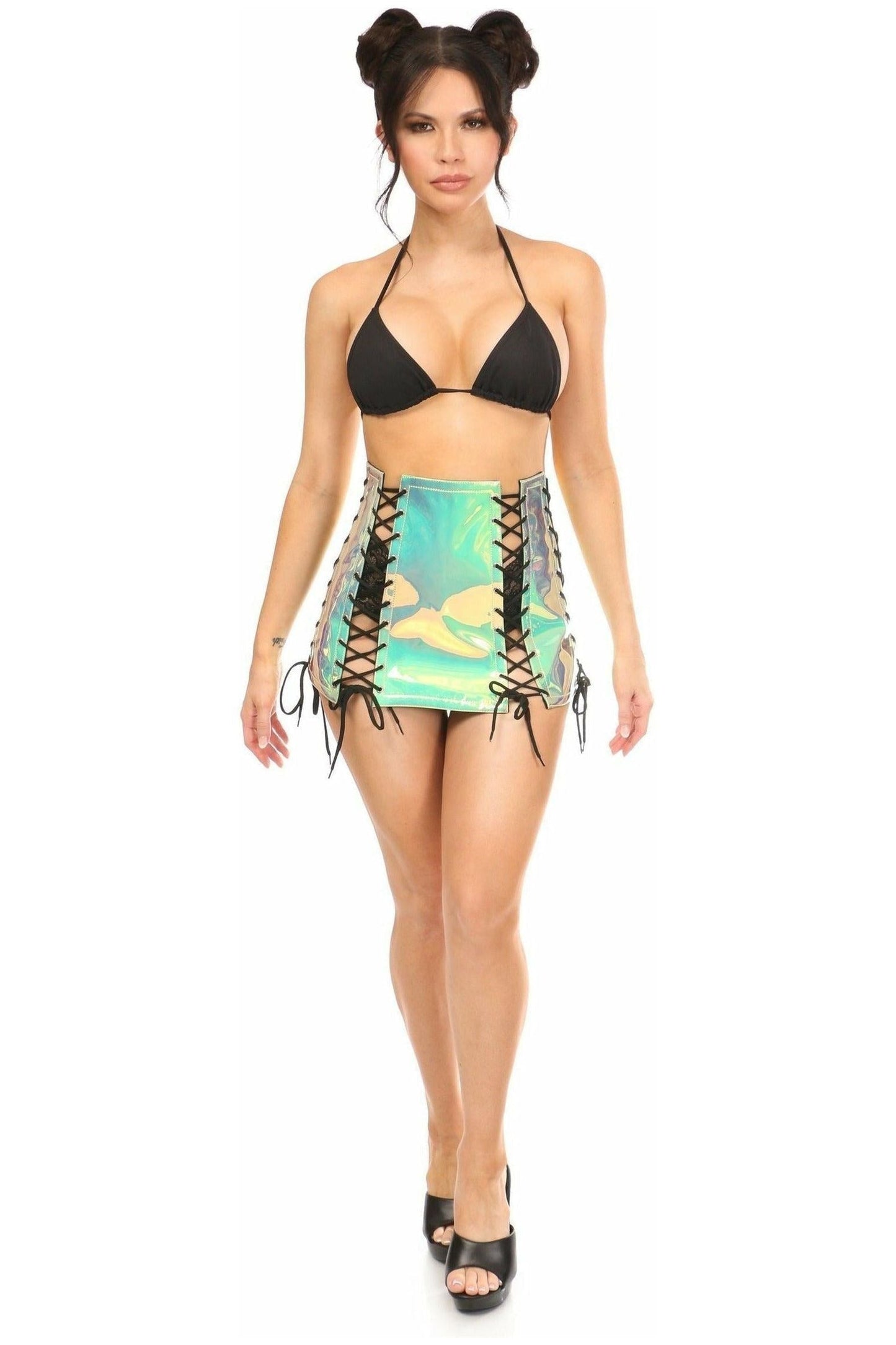 Mint Holo Lace - Up Skirt - Daisy Corsets