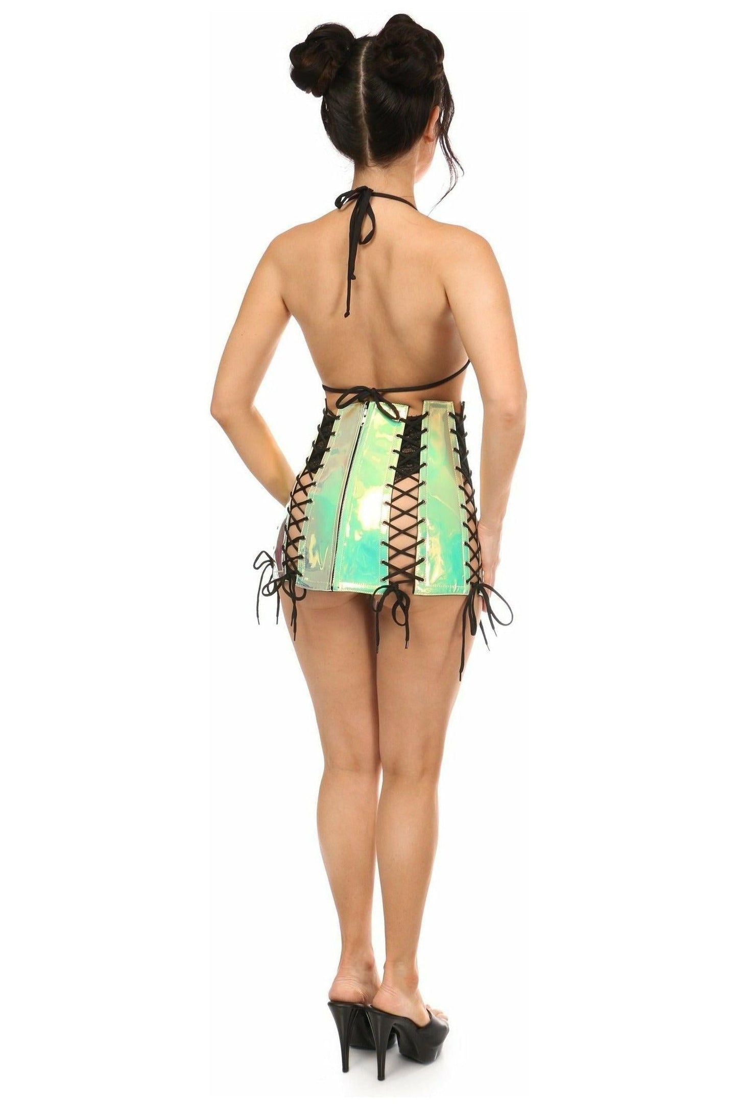 Mint Holo Lace - Up Skirt - Daisy Corsets