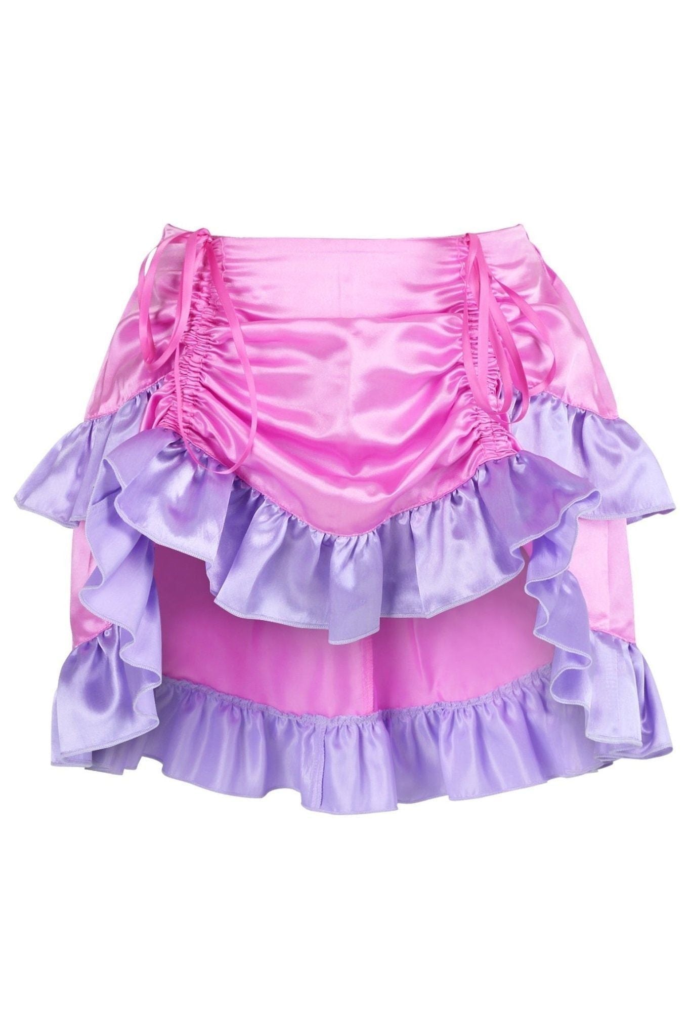 Pink/Purple Satin Ruched Bustle Skirt - Daisy Corsets