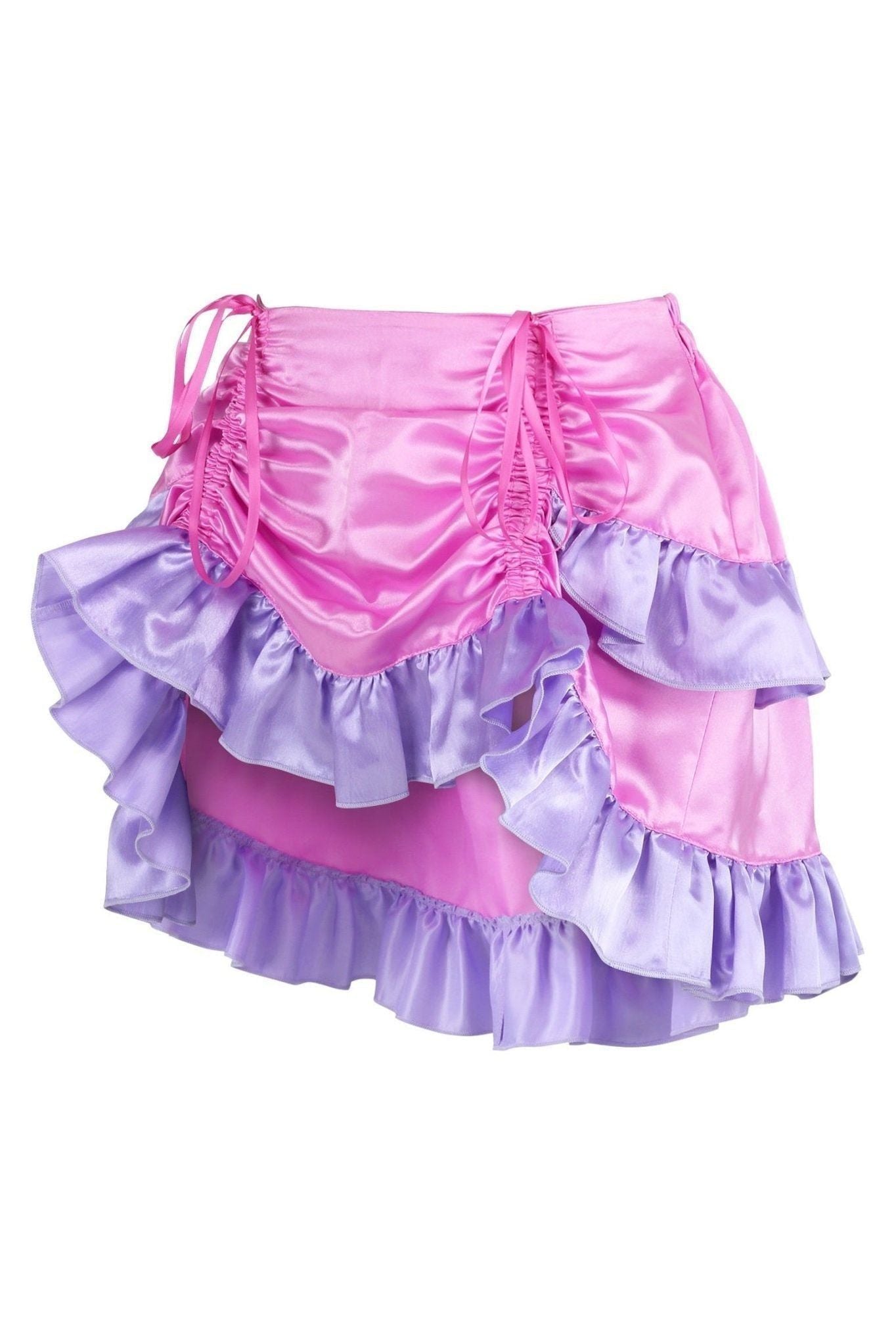 Pink/Purple Satin Ruched Bustle Skirt - Daisy Corsets