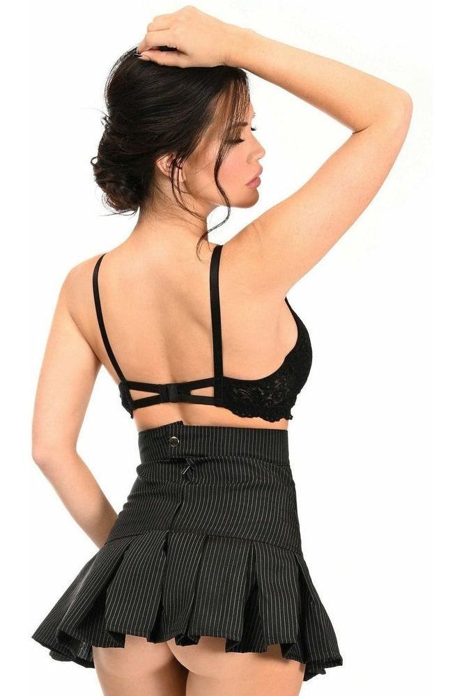 Pinstripe Lace - Up Mini Skirt - Daisy Corsets