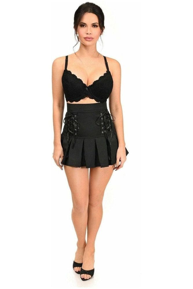Pinstripe Lace - Up Mini Skirt - Daisy Corsets