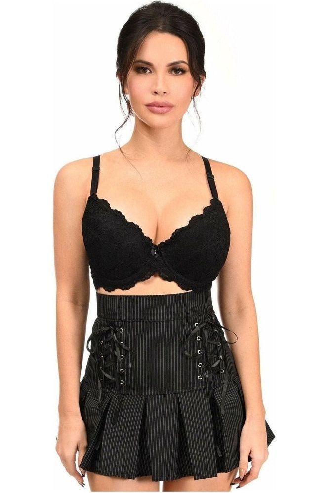 Pinstripe Lace - Up Mini Skirt - Daisy Corsets