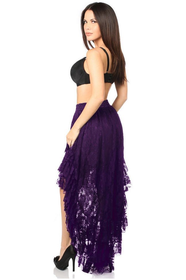 Plum High Low Lace Skirt - Daisy Corsets