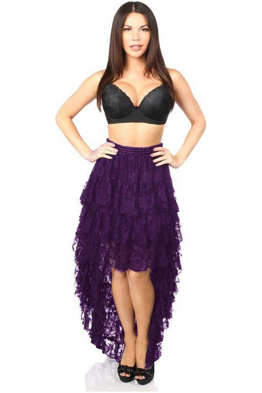 Plum High Low Lace Skirt - Daisy Corsets