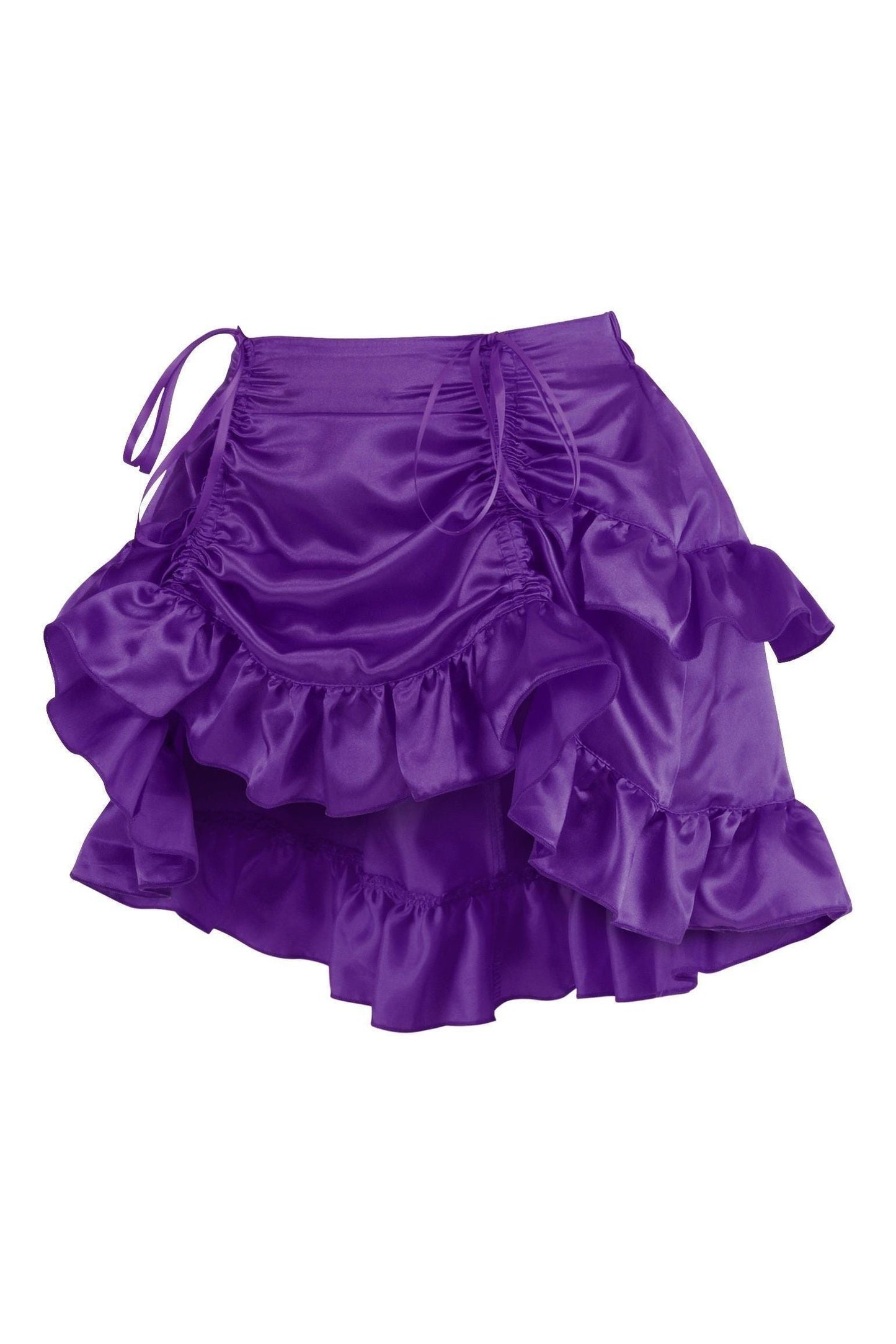 Plum Satin Ruched Bustle Skirt - Daisy Corsets