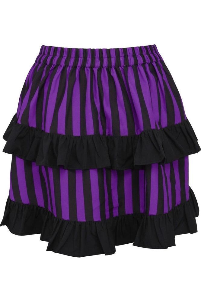 Purple/Black Striped Ruched Bustle Skirt - Daisy Corsets