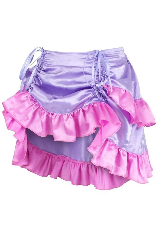 Purple/Pink Satin Ruched Bustle Skirt - Daisy Corsets