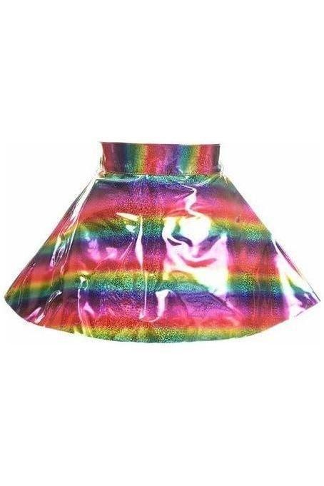 Rainbow Glitter PVC Skater Skirt - Daisy Corsets