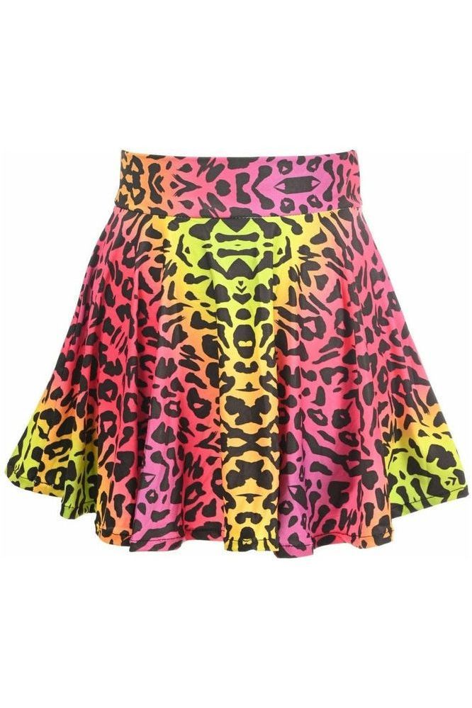 Rainbow Leopard Print Stretch Lycra Skirt - Daisy Corsets