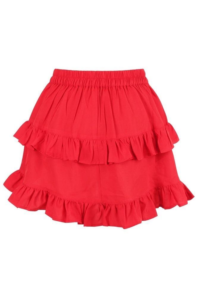Red Crepe Ruched Bustle Skirt - Daisy Corsets