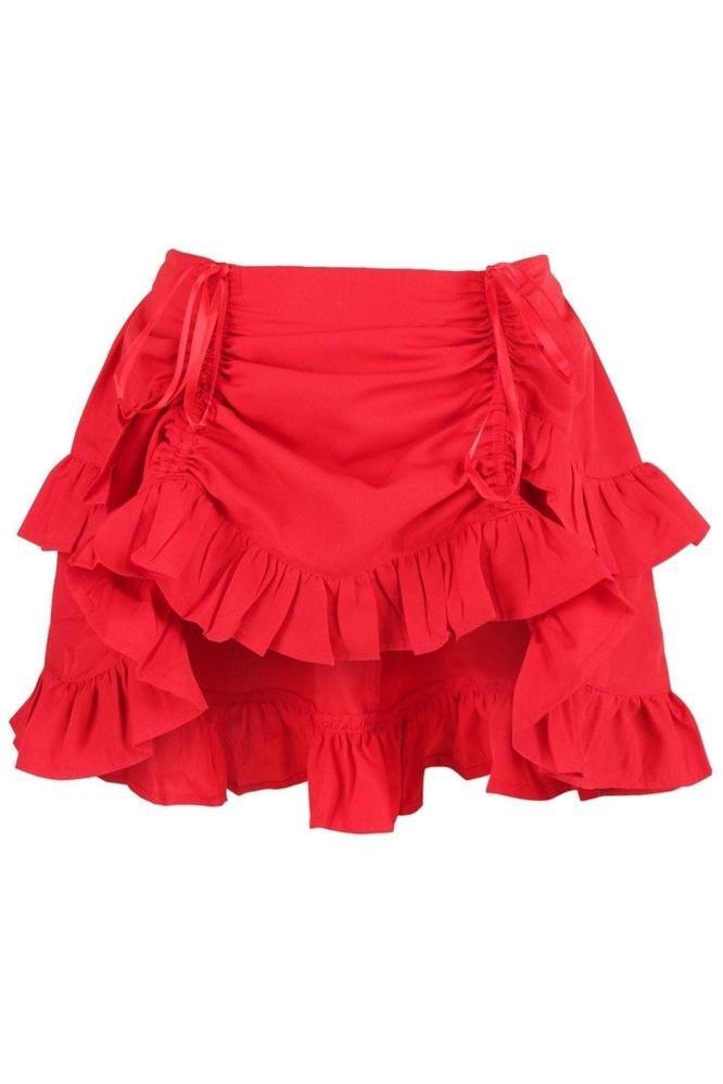 Red Crepe Ruched Bustle Skirt - Daisy Corsets