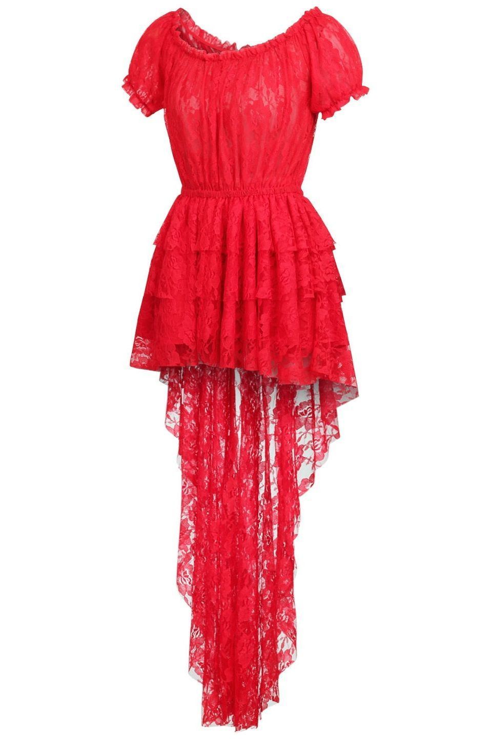 Red High Low Lace Dress - Daisy Corsets