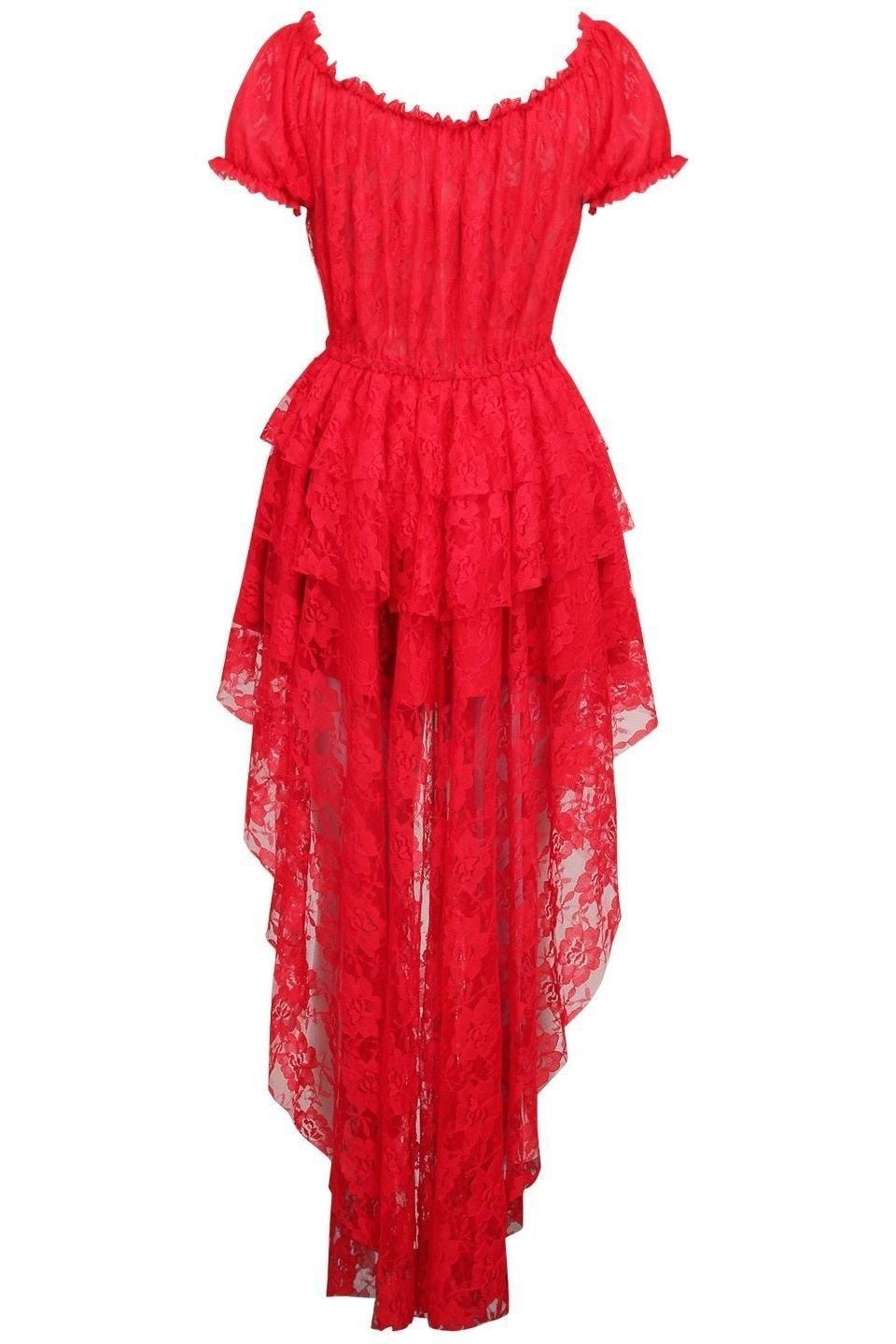 Red High Low Lace Dress - Daisy Corsets