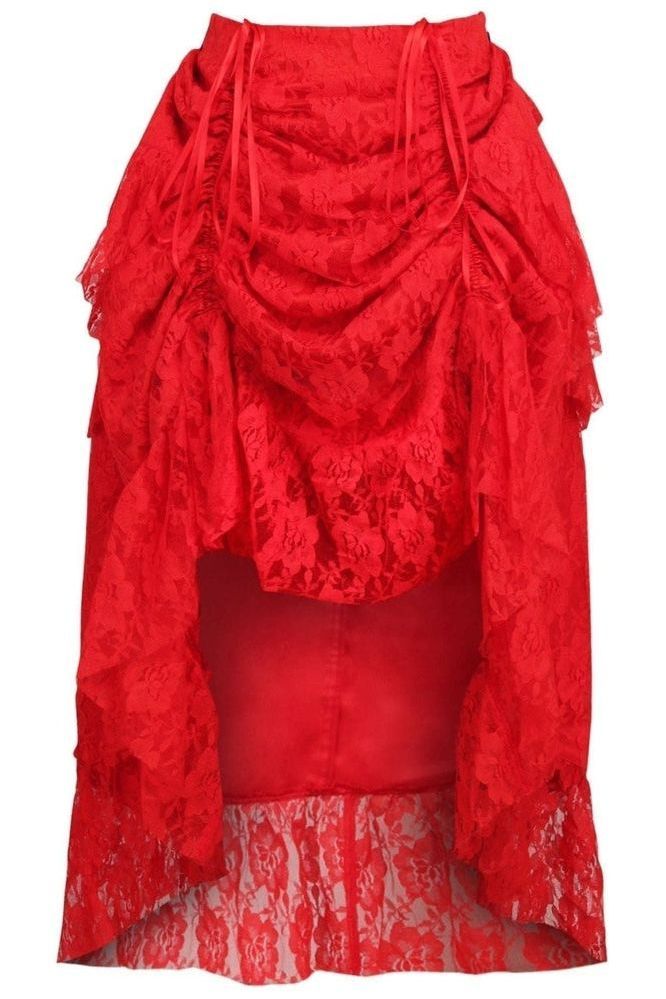 Red Lace Adjustable High Low Bustle Skirt - Daisy Corsets