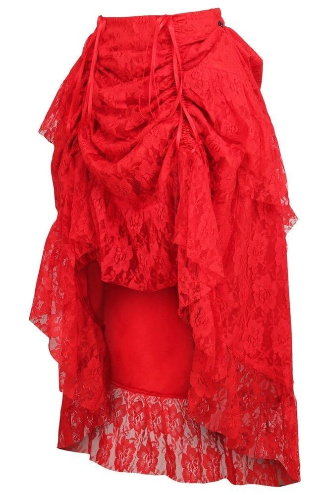Red Lace Adjustable High Low Bustle Skirt - Daisy Corsets
