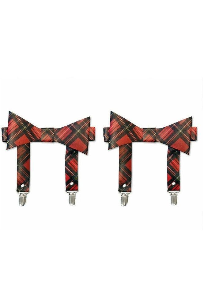 Red Plaid Faux Leather Garters (set of 2) - Daisy Corsets