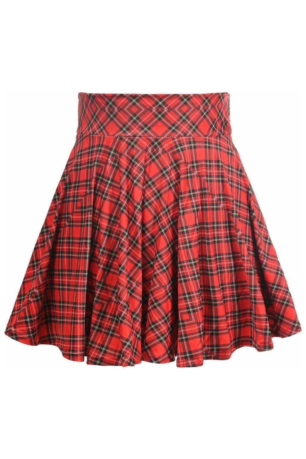 Red Plaid Stretch Lycra Skirt - Daisy Corsets