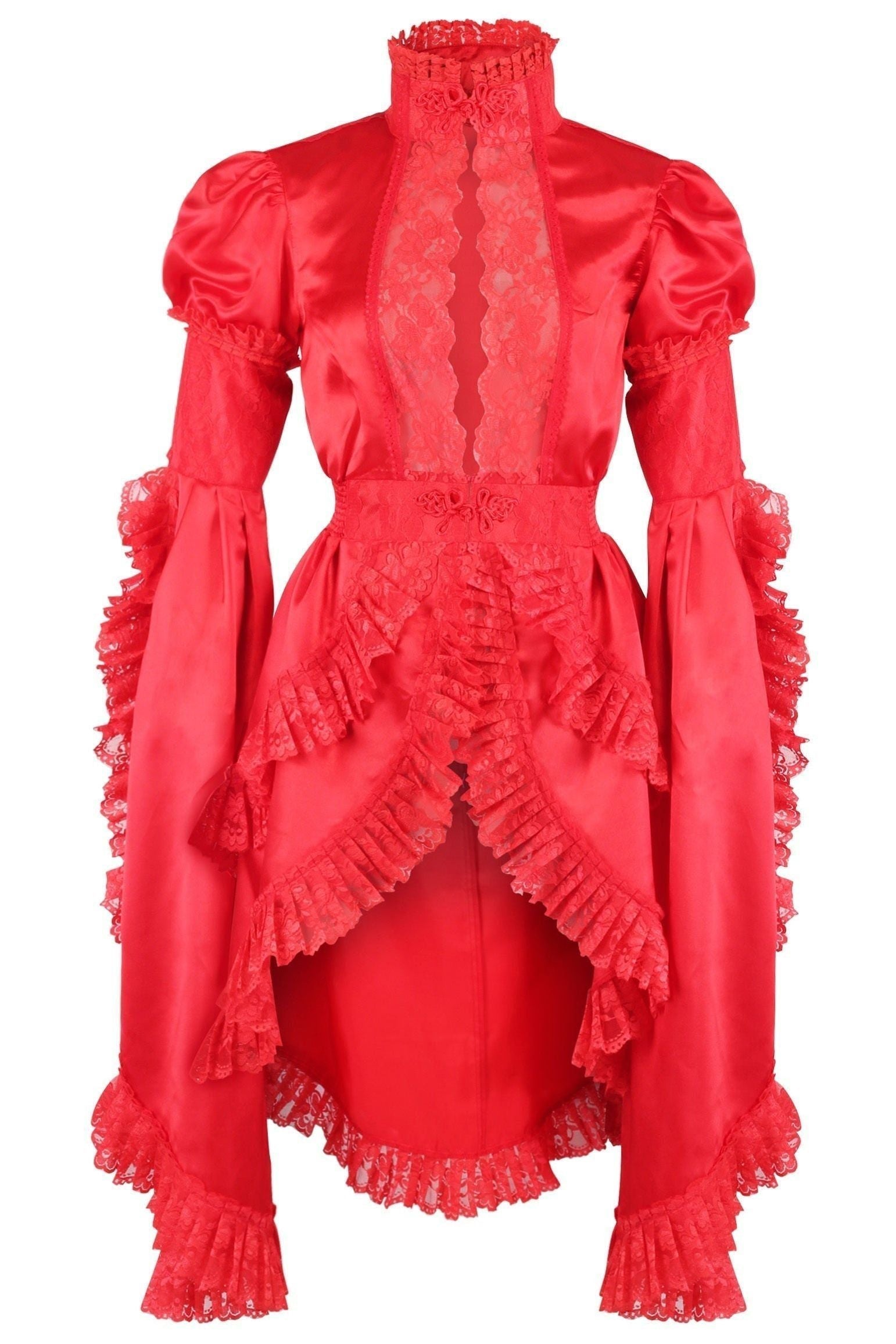 Red Satin & Lace Ruffled Jacket - Daisy Corsets