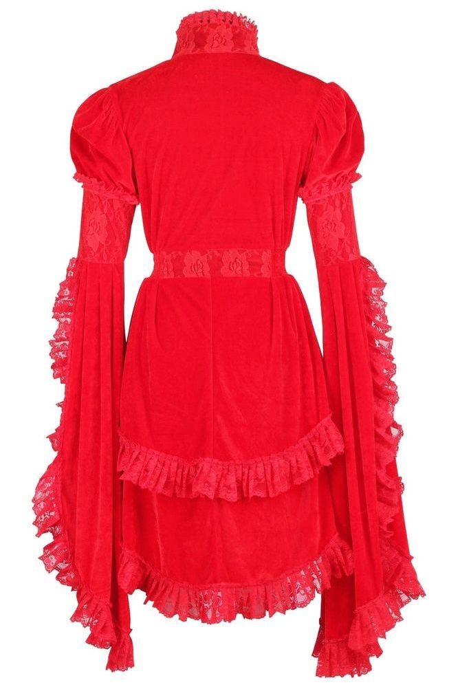 Red Velvet & Lace Ruffled Jacket - Daisy Corsets