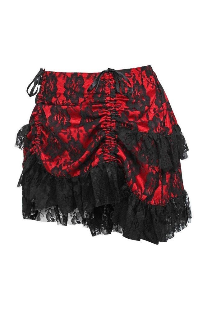 Red/Black Lace Ruched Bustle Skirt - Daisy Corsets